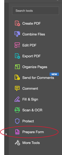 Prepare form in pdf tools