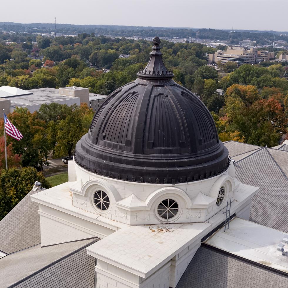 Aerial shot of Academic Hall.