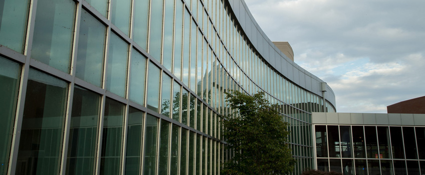 glass frontage of the river campus cultural arts center