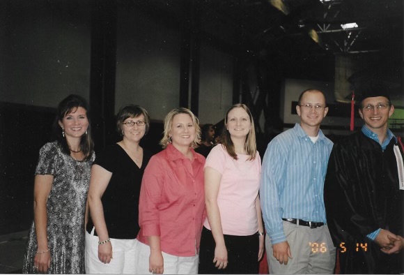 All six of the Wencewicz siblings line up for a photo at Tim's SEMO graduation.